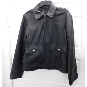 Ralph Lauren‎ Wild Frontier Black Leather Bomber Jacket sz XS